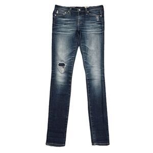 AG Adriano Goldschmied Legging Super Skinny Jeans 25 (27x30.5) Blue Distressed